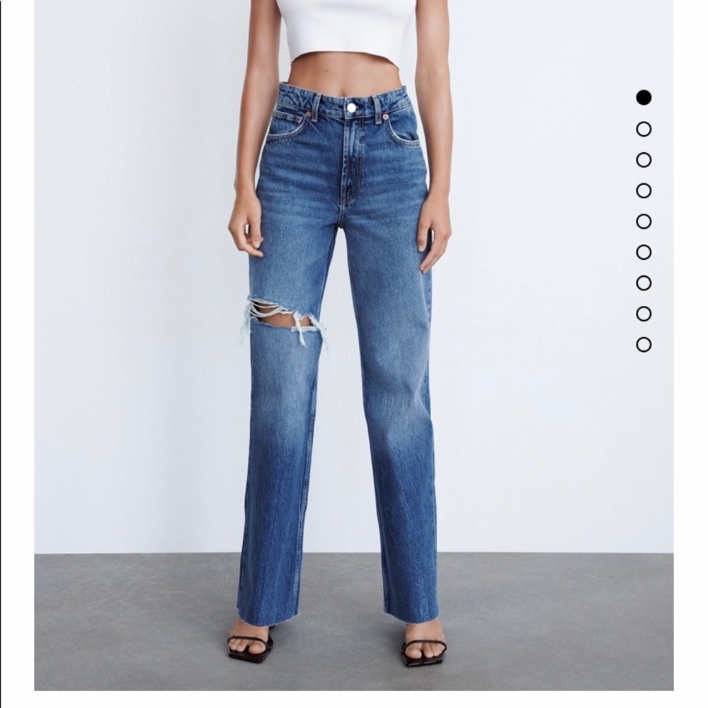 New, never worn Zara ripped wide leg jeans. Size 38 (6)